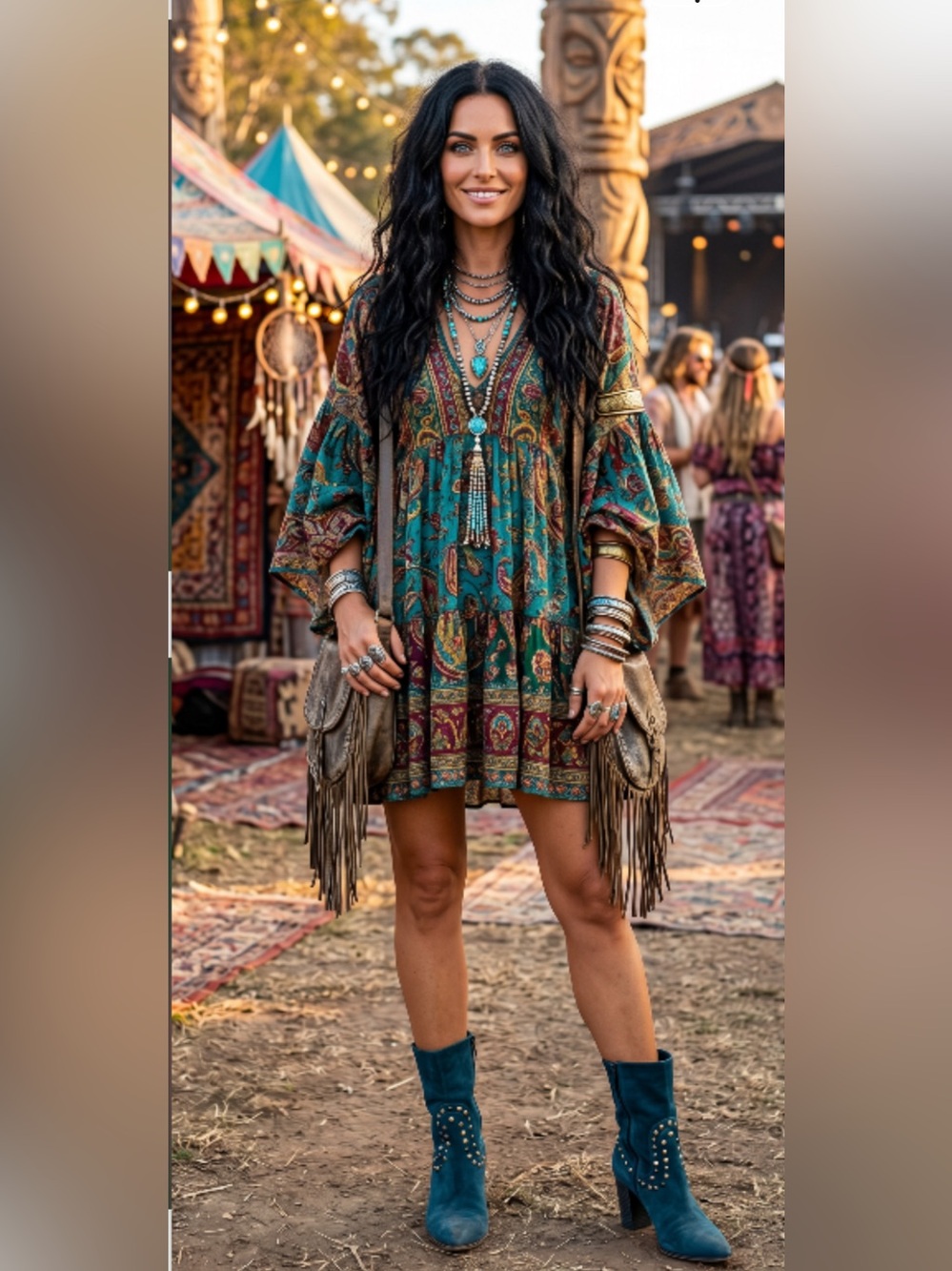 Free People Blue Suede Ankle Boots with Studs